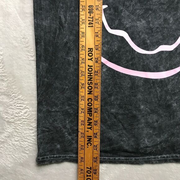 NEW Nirvana Pink Med Logo Smiley Graphic Acid Wash Grunge Tee T - Shirt - Picture 6 of 8